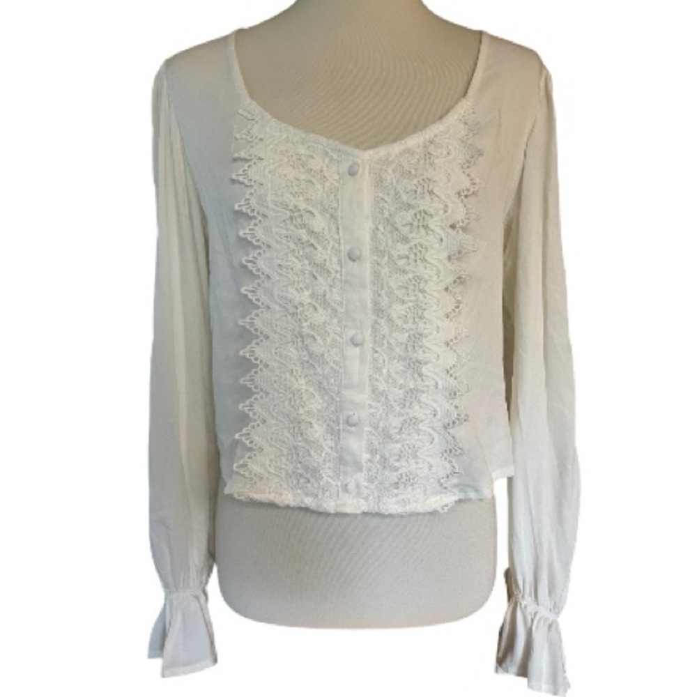 Wrangler Retro Crochet and Ruffle Blouse NWT